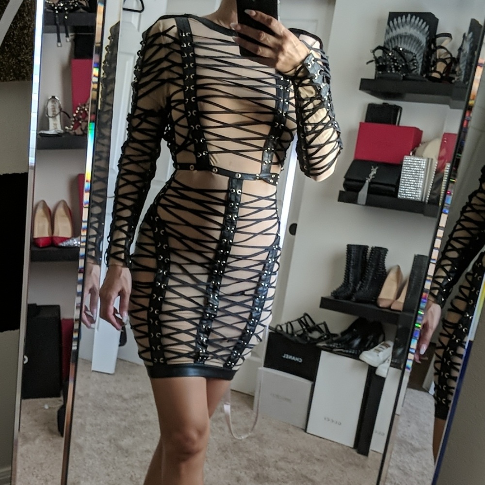 House of CB black sheer dress